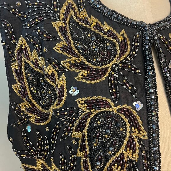 RARE PINKY CREATIONS Vintage Beaded Silk Vest - Picture 3 of 11